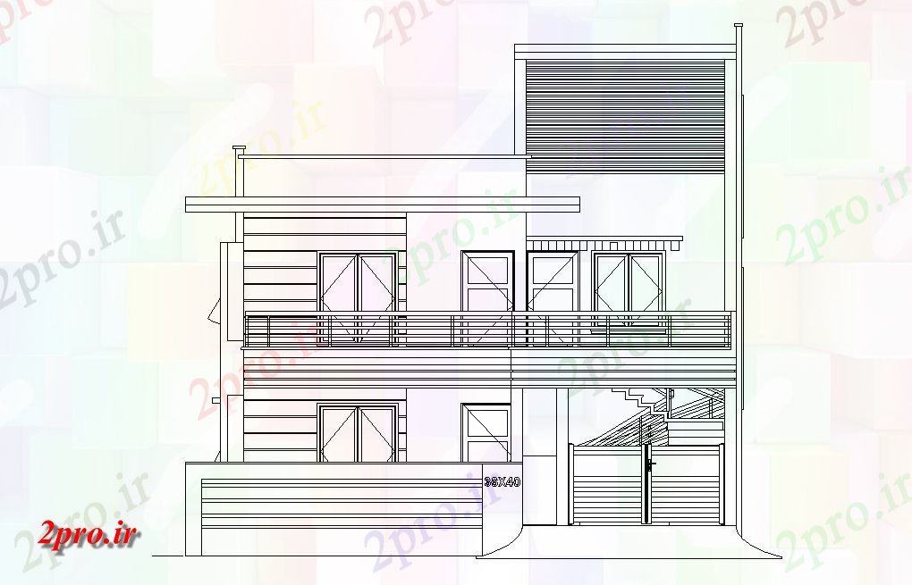 دانلود نقشه مسکونی  ، ویلایی ، آپارتمان  مسکن ساختمان نمای (کد165243)