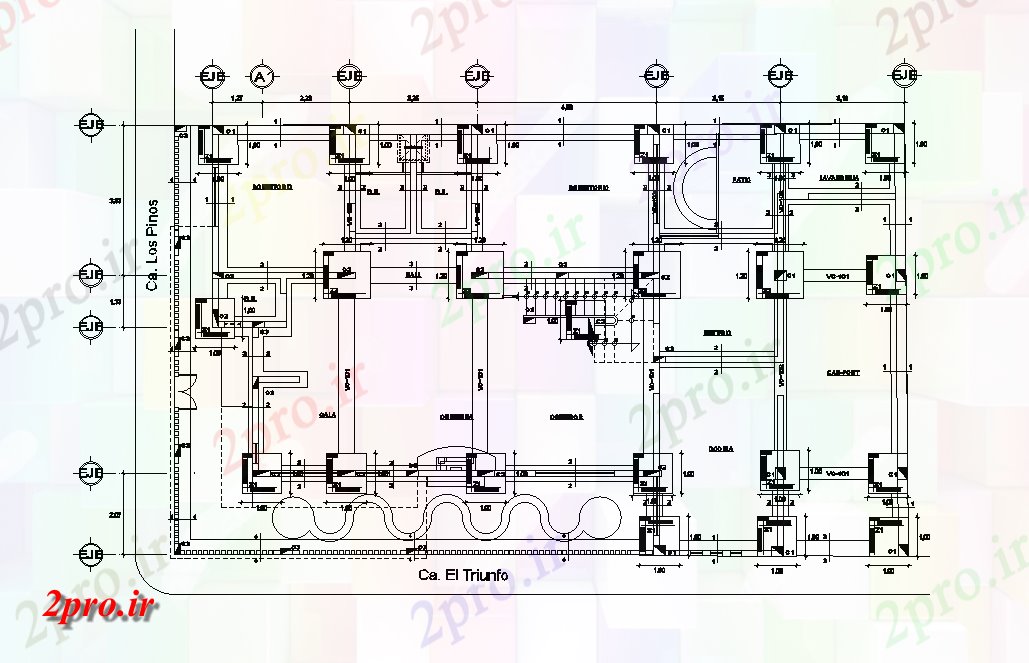 دانلود نقشه برق مسکونی طرحی برق از طرحی خانه اتوکد 11 در 19 متر (کد165249)