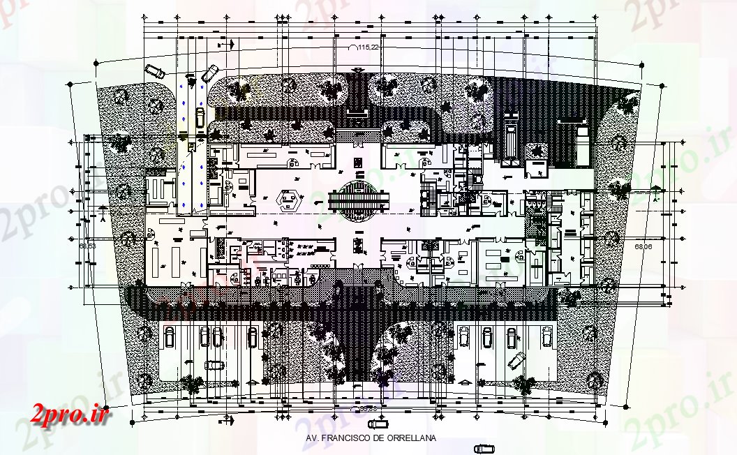 دانلود نقشه هایپر مارکت - مرکز خرید - فروشگاه طرحی ساختمان چند منظوره اتوکد 31 در 94 متر (کد165270)