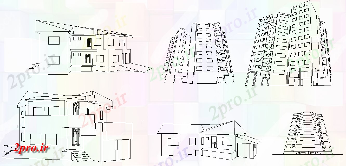 دانلود نقشه مسکونی  ، ویلایی ، آپارتمان  نمای ایزومتریک ساختمان آپارتمان       اتوکد           (کد165271)