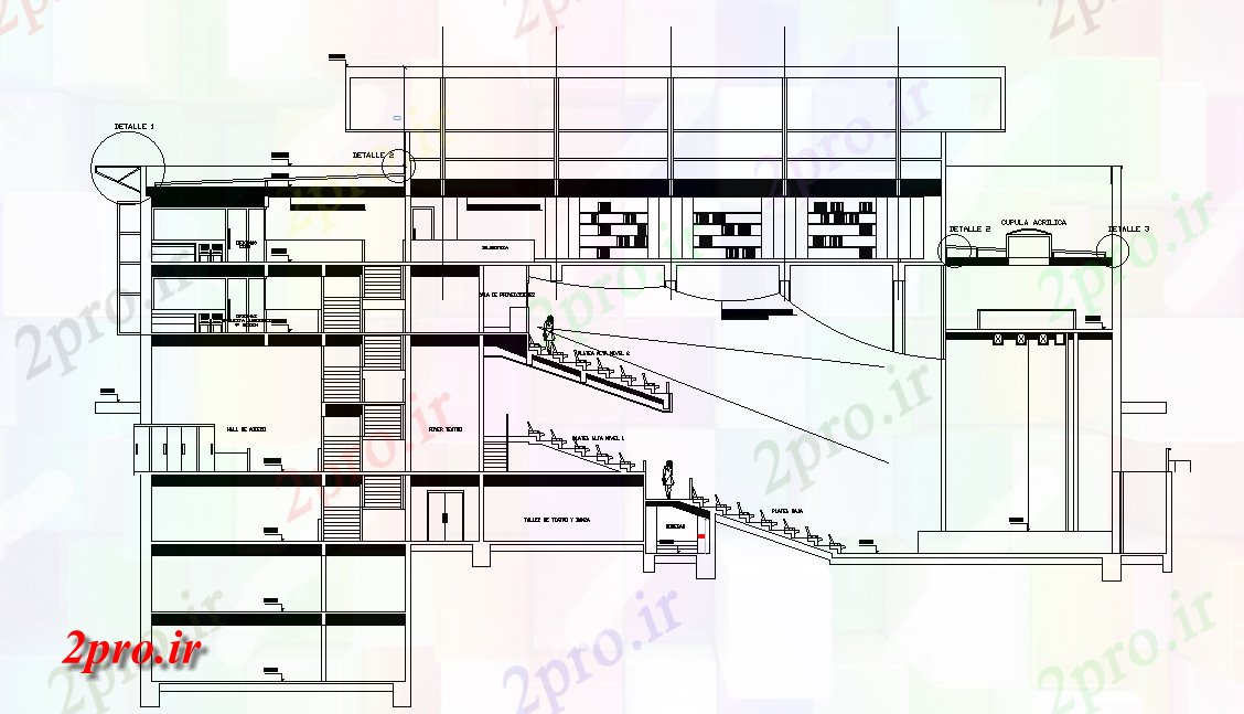 دانلود نقشه هایپر مارکت  - مرکز خرید - فروشگاه سالن ساختمان بخش   (کد165288)