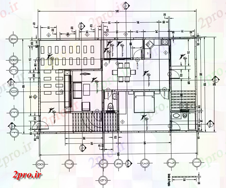 دانلود نقشه مسکونی ، ویلایی ، آپارتمان X9 متر خانه طرحی با مرکز خط کار نشیمن 9 در 15 متر (کد165294)