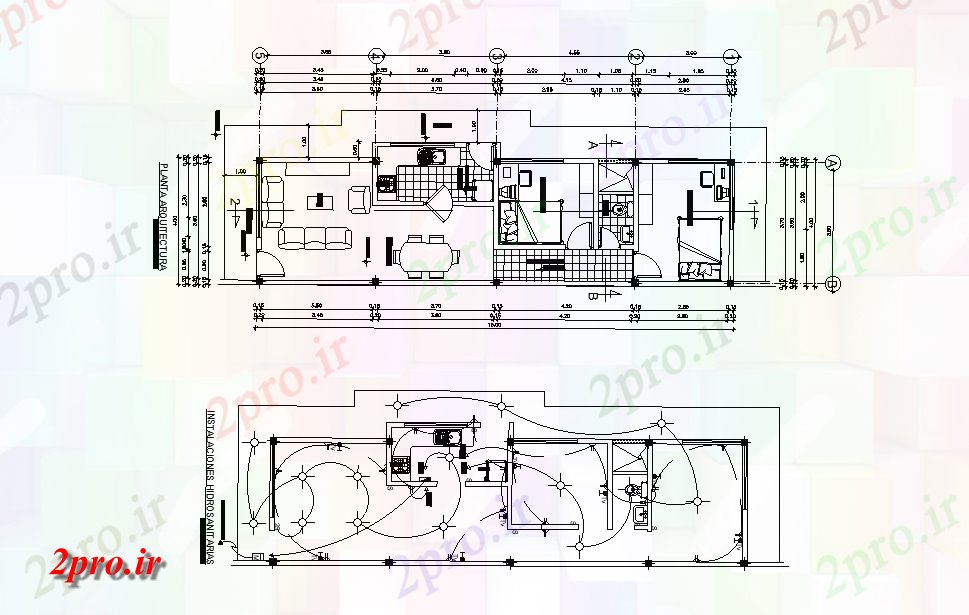 دانلود نقشه مسکونی ، ویلایی ، آپارتمان متر مربع خانه طراحی با برق نورپردازی 4 در 15 متر (کد165303)