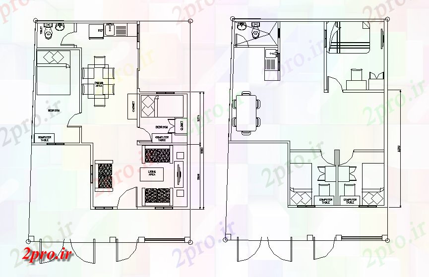 دانلود نقشه خانه های کوچک ، نگهبانی ، سازمانی - طرحی از آپارتمان طبقه 7 در 10 متر (کد165329)