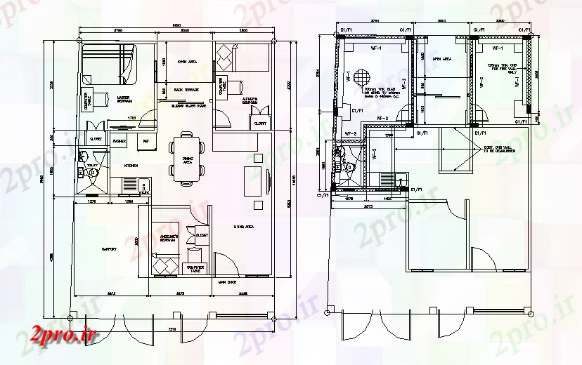 دانلود نقشه خانه های کوچک ، نگهبانی ، سازمانی - طراحی ویلایی 7 در 10 متر (کد165332)