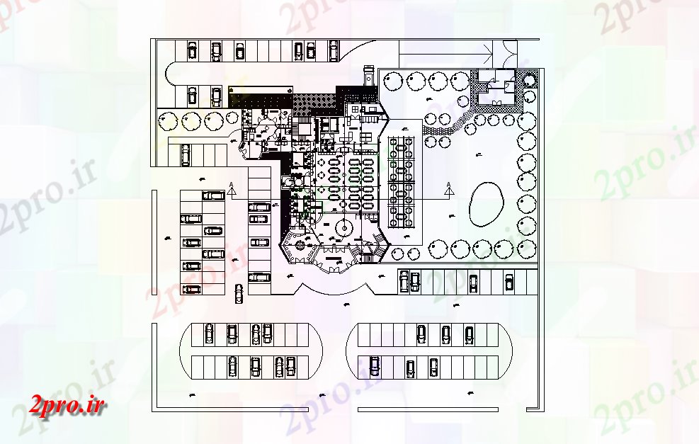 دانلود نقشه مسکونی ، ویلایی ، آپارتمان رستوران هتل و نوار طبقه همکف طرحی 29 در 35 متر (کد165348)