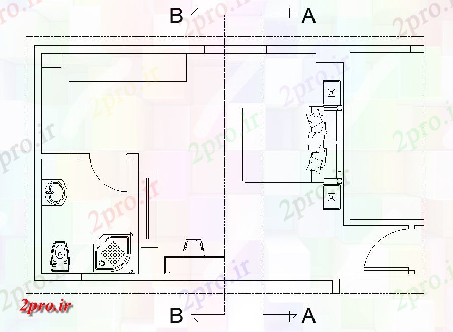 دانلود نقشه اتاق خواب مستر دار اتاق خواب اد جزئیات طرحی طبقه طراحی مشتق 15 در 20 متر (کد165357)