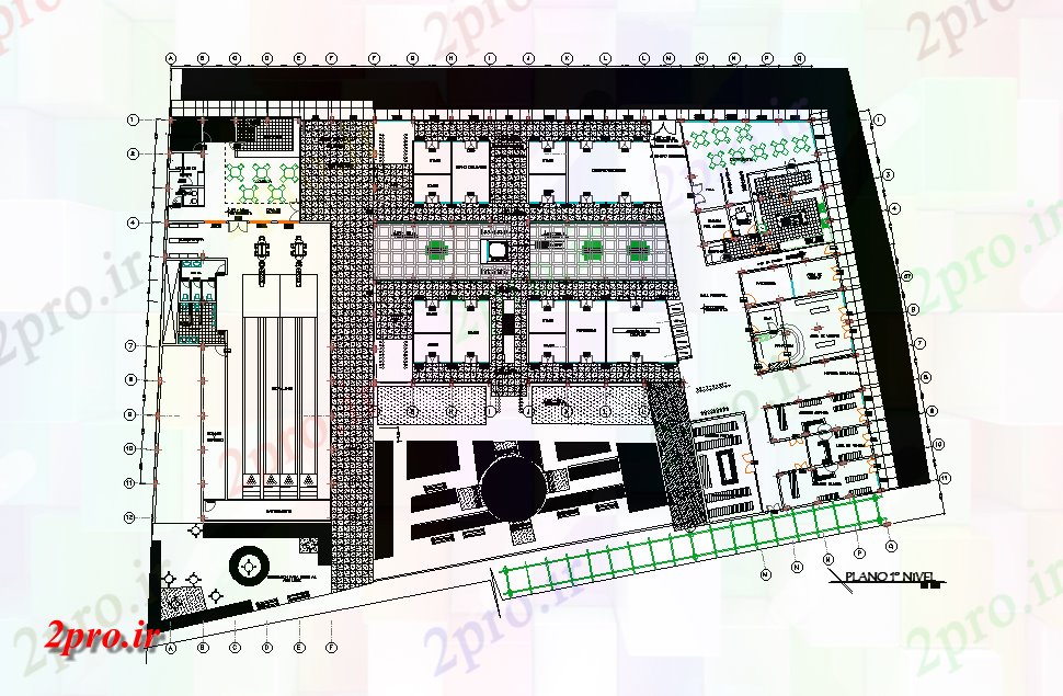 دانلود نقشه هایپر مارکت - مرکز خرید - فروشگاه مرکز خرید طراحی ساختمان 51 در 61 متر (کد165362)