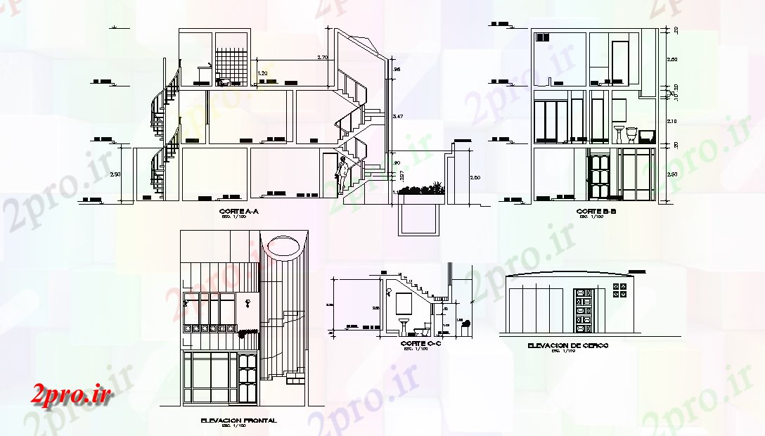 دانلود نقشه مسکونی  ، ویلایی ، آپارتمان  خانه جلو نما طراحی و بخش نشیمن  (کد165412)
