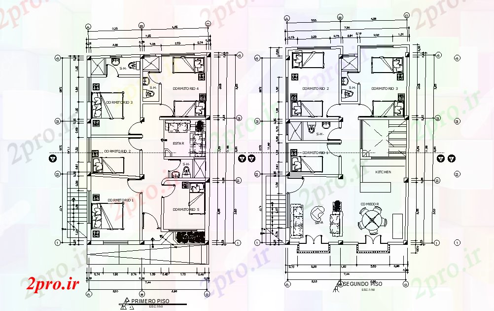 دانلود نقشه مسکونی ، ویلایی ، آپارتمان اتوکد اتاق خواب طرحی طبقه با مبلمان 8 در 12 متر (کد165418)