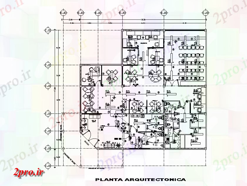دانلود نقشه برق مسکونی طرحی رستوران های معماری اتوکد 17 در 18 متر (کد165422)