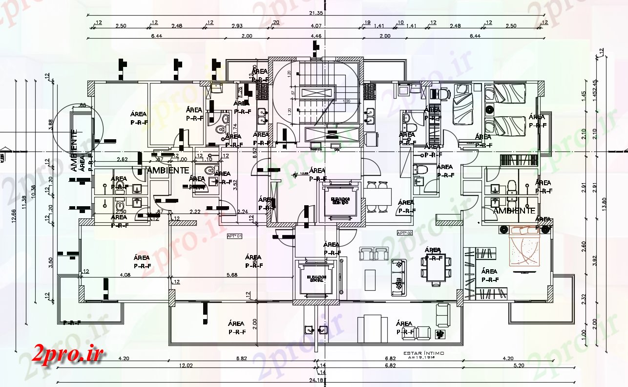 دانلود نقشه مسکونی  ، ویلایی ، آپارتمان  X14 متر آپارتمان   3 طرحی BHK طرحی  (کد165435)