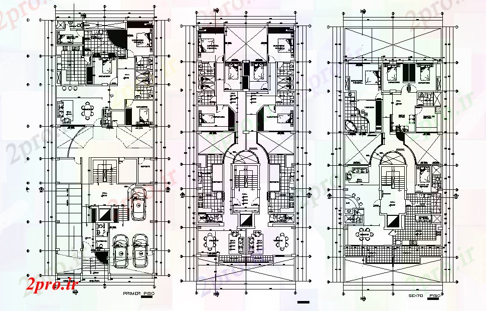 دانلود نقشه مسکونی  ، ویلایی ، آپارتمان  طرحی ساختمان آپارتمان   12x31m     اتوکد      drawig دو بعدی    (کد165442)