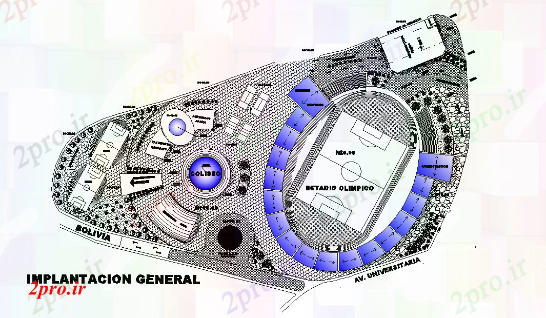 دانلود نقشه ورزشگاه ، سالن ورزش ، باشگاه جزئیات طرحی از ادیوم المپیک اتوکد drawig دو بعدی 18 در 28 متر (کد165461)