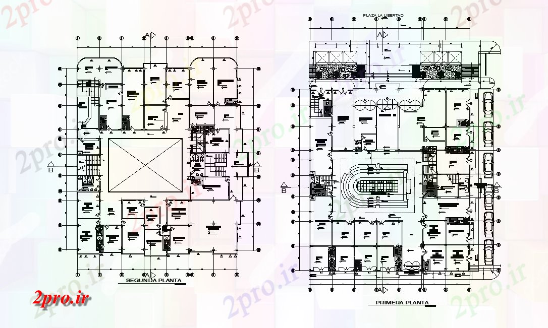 دانلود نقشه ساختمان اداری - تجاری - صنعتی دفتر طراحی با مرکز خط 15 در 31 متر (کد165468)