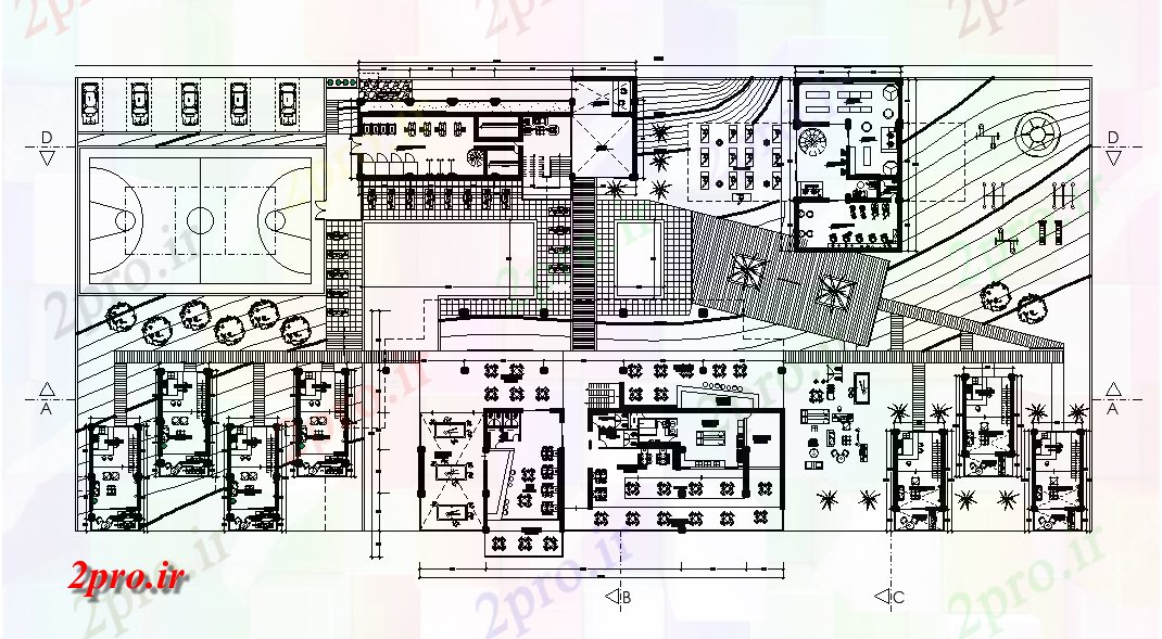 دانلود نقشه باشگاه توچال پروژه  اتوکد  (کد165501)
