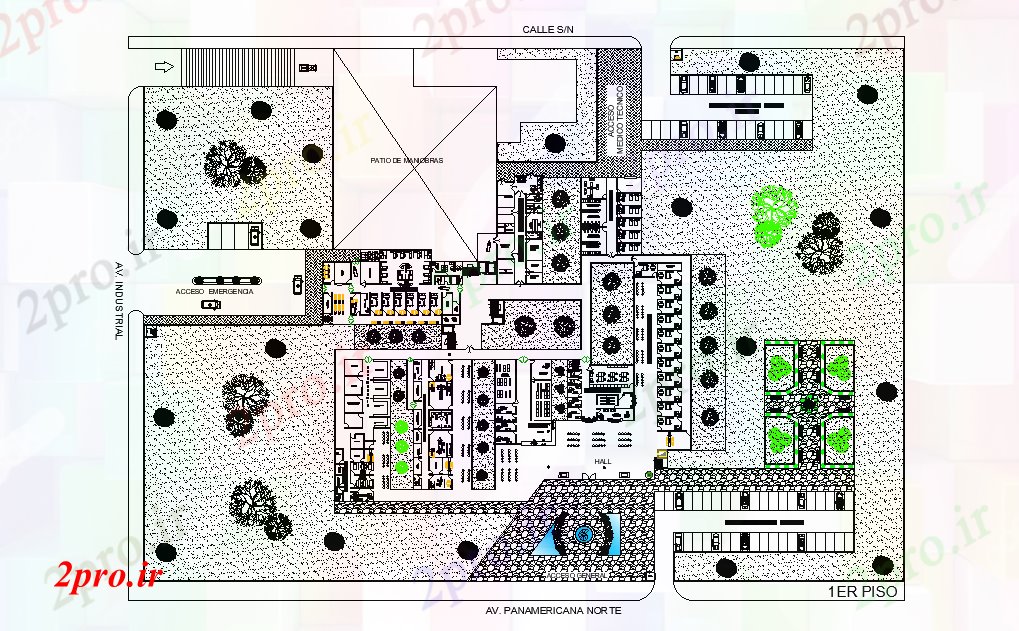 دانلود نقشه بیمارستان - درمانگاه - کلینیک طرحی پروژه بیمارستان چیمبت اتوکد 81 در 101 متر (کد165533)
