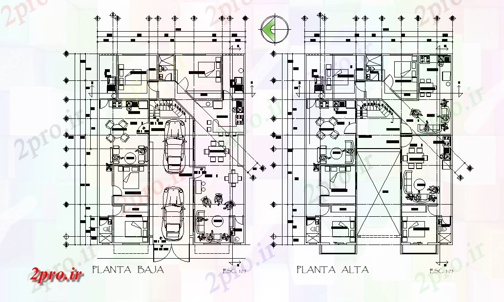 دانلود نقشه مسکونی  ، ویلایی ، آپارتمان  دو طرحی سطح خانه      اتوکد           (کد165540)