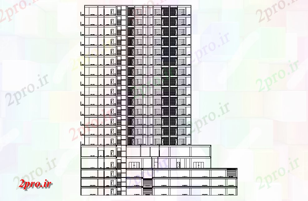 دانلود نقشه مسکونی ، ویلایی ، آپارتمان G + 17 طبقه چند بخش ساختمان آپارتمان دو بعدی اتوکد رسم دو بعدی 24 در 48 متر (کد165571)