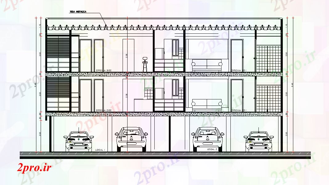 دانلود نقشه ساختمان اداری - تجاری - صنعتی x7m طرحی خانه  بخش     اتوکد           (کد165577)