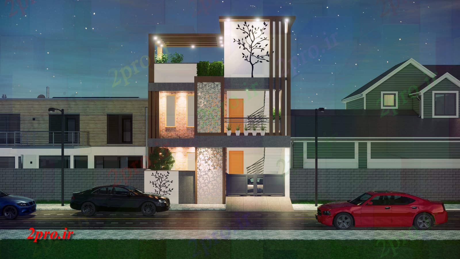 دانلود نقشه مسکونی  ، ویلایی ، آپارتمان  G + 2 تریدی طراحی خانه نما Revit و  طراحی جا آورده    (کد165597)