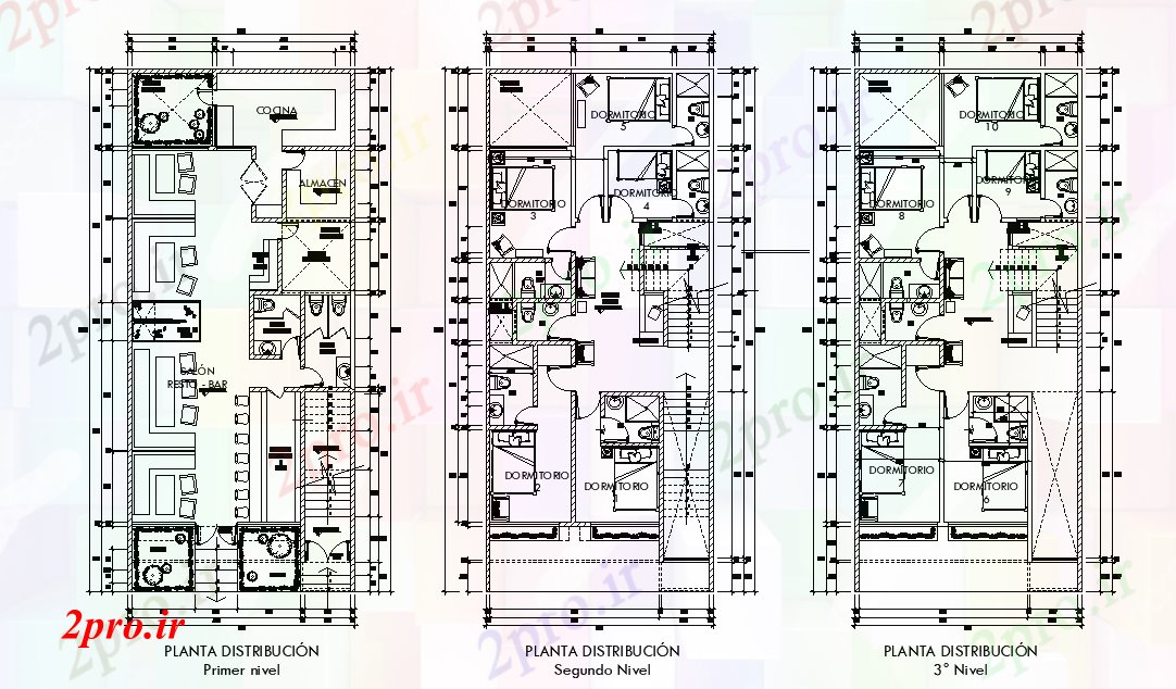دانلود نقشه هتل - رستوران - اقامتگاه x18m راحتی طرحی هتل نوار اتوکد 7 در 18 متر (کد165610)