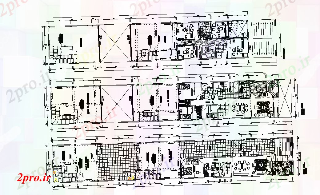 دانلود نقشه مسکونی ، ویلایی ، آپارتمان طرحی های مسکونی 36x7m تقدیر تجاری اتوکد 8 در 37 متر (کد165624)
