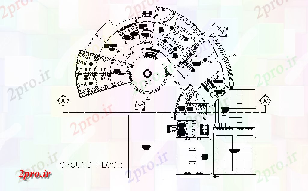 دانلود نقشه باشگاه طرحی طبقه همکف باشگاه از خانه     اتوکد       (کد165633)