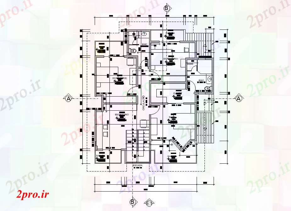 دانلود نقشه خانه های کوچک ، نگهبانی ، سازمانی - ویلایی طرحی طبقه جزئیات طراحی مشخص 11 در 12 متر (کد165662)