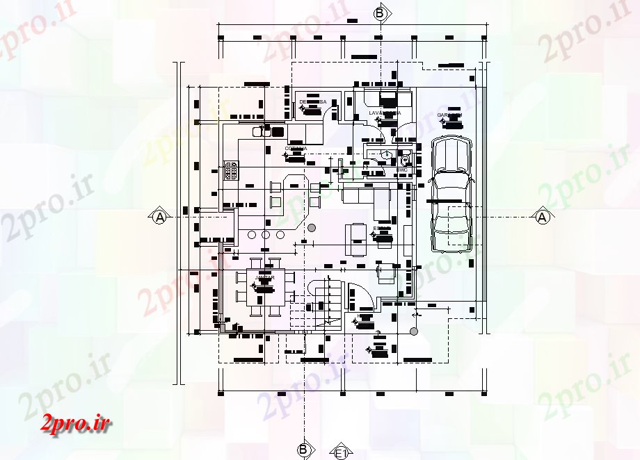 دانلود نقشه خانه های کوچک ، نگهبانی ، سازمانی - طرحی طبقه 10 در 11 متر (کد165664)