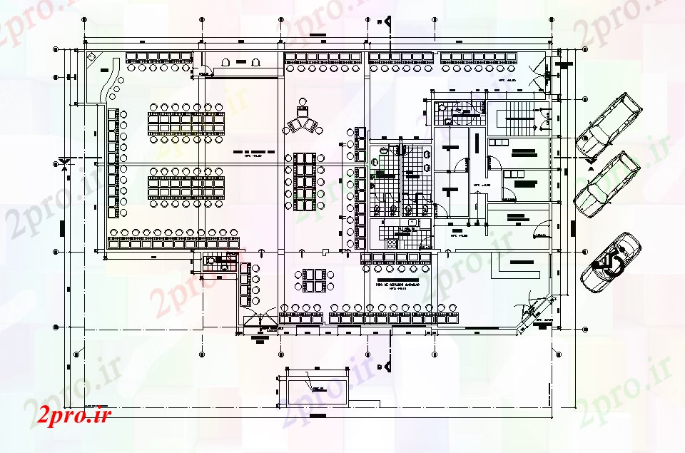 دانلود نقشه هتل - رستوران - اقامتگاه کازینو طرحی طبقه اتوکد 17 در 30 متر (کد165671)