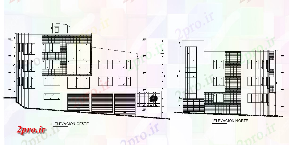 دانلود نقشه مسکونی  ، ویلایی ، آپارتمان  مسکن ساختمان شمال و شرق نمای (کد165677)