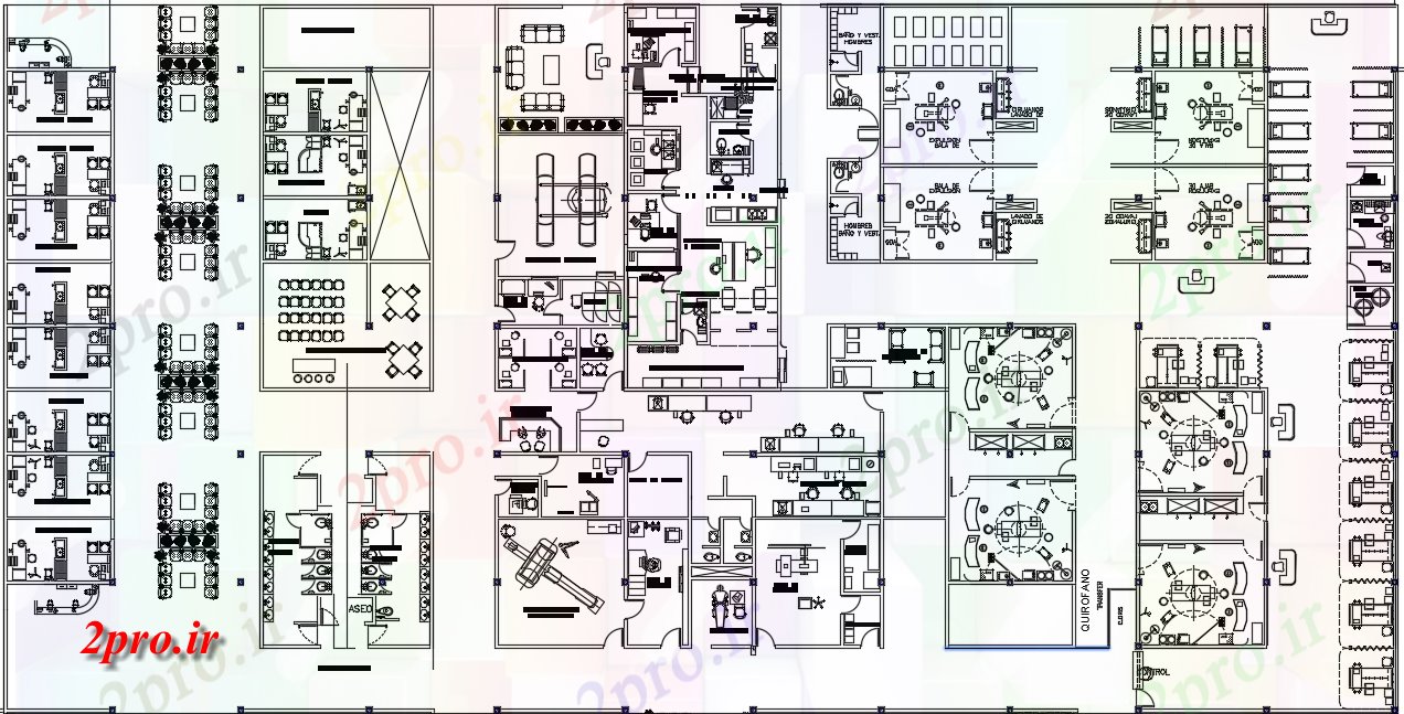 دانلود نقشه مسکونی ، ویلایی ، آپارتمان بیمارستان طبقه همکف طرحی با طراحی مبلمان 93 در 102 متر (کد165685)