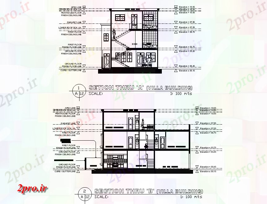 دانلود نقشه خانه های کوچک ، نگهبانی ، سازمانی - بخش از جزئیات ویلا طراحی   ارائه     (کد165711)
