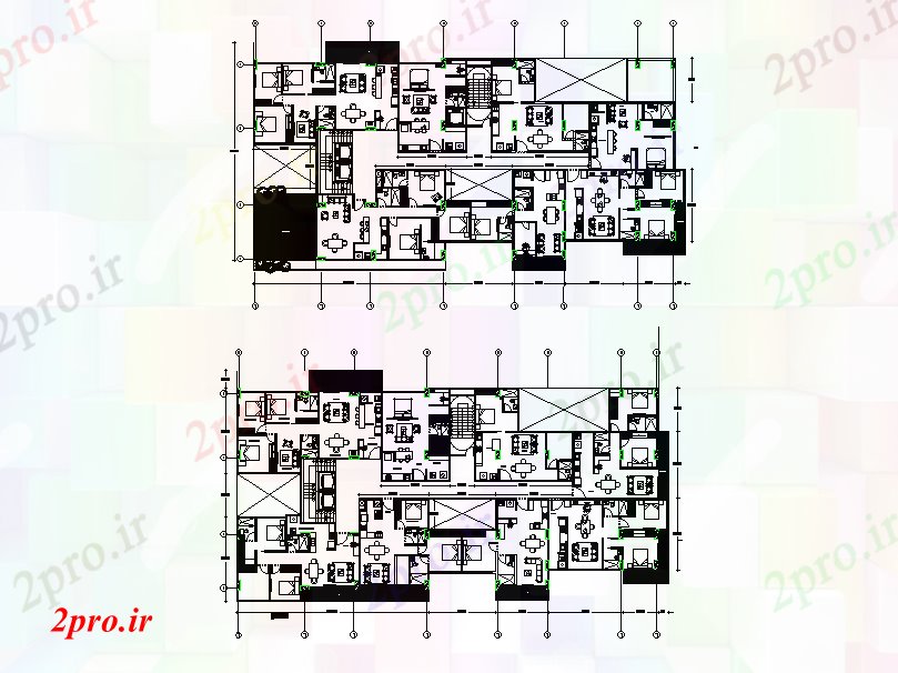 دانلود نقشه مسکونی  ، ویلایی ، آپارتمان  BHK و 3 BHK آپارتمان     (کد165719)