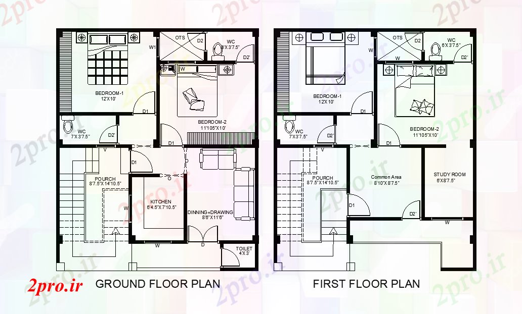 دانلود نقشه مسکونی ، ویلایی ، آپارتمان x30 شرق طرحی مواجه خانه به عنوان در هر شرا Vastu را 7 در 9 متر (کد165743)