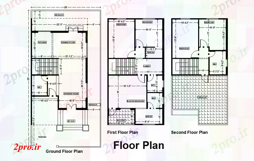 دانلود نقشه مسکونی ، ویلایی ، آپارتمان جزئیات ابعاد طرحی مواجه خانه شرق 28'x55، به عنوان در هر Vastu Shastra هستند 8 در 16 متر (کد165770)