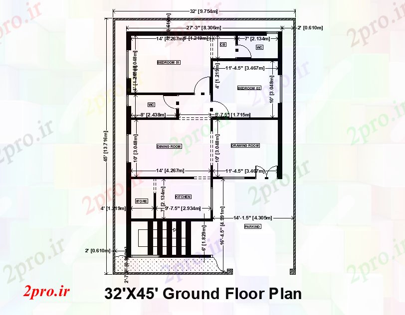 دانلود نقشه مسکونی ، ویلایی ، آپارتمان x45 شرق طرحی مواجه خانه به عنوان در هر شرا Vastu را 10 در 13 متر (کد165796)