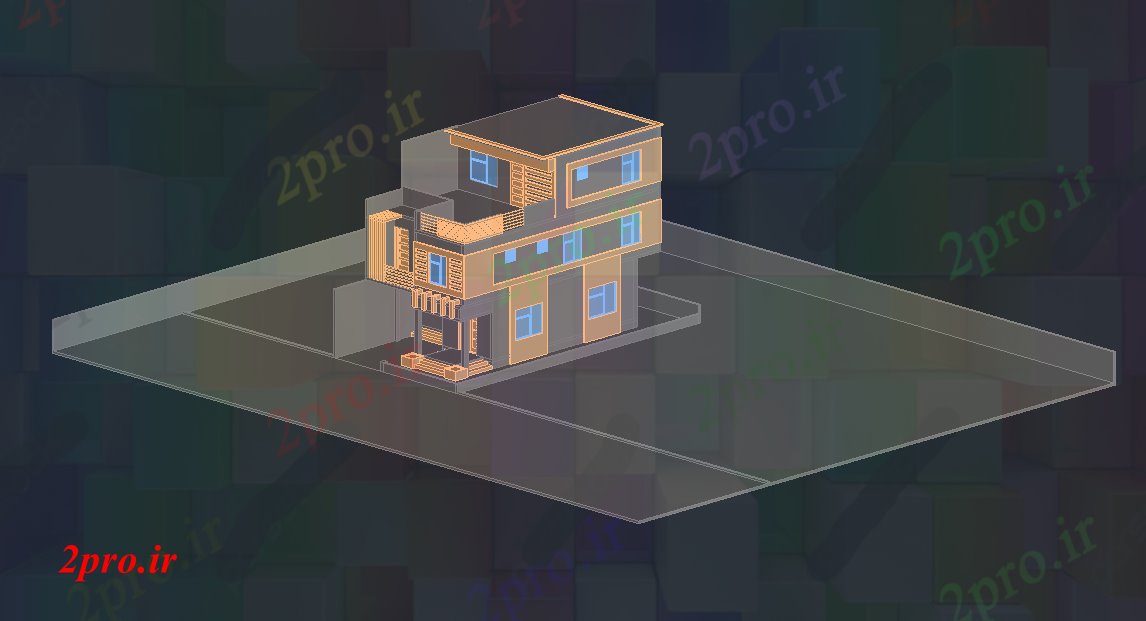 دانلود نقشه خانه های سه بعدی  تریدی از 27'x53، از خانه      اتوکد     (کد165798)