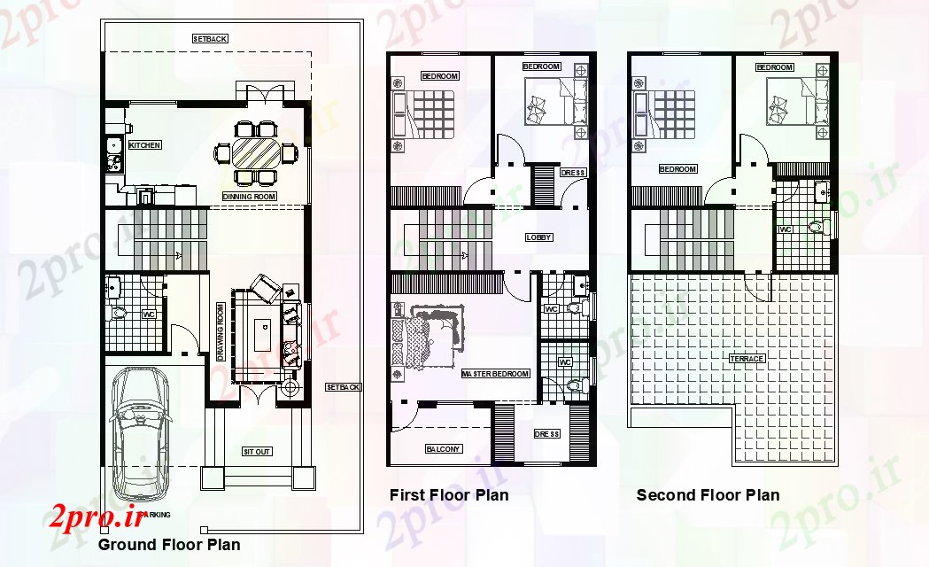 دانلود نقشه مسکونی ، ویلایی ، آپارتمان x53، از خانه اتوکد 8 در 15 متر (کد165799)