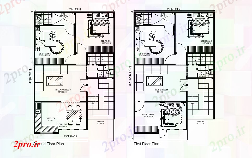 دانلود نقشه مسکونی ، ویلایی ، آپارتمان x40 شرق طرحی مواجه خانه به عنوان در هر شرا Vastu را 7 در 12 متر (کد165803)