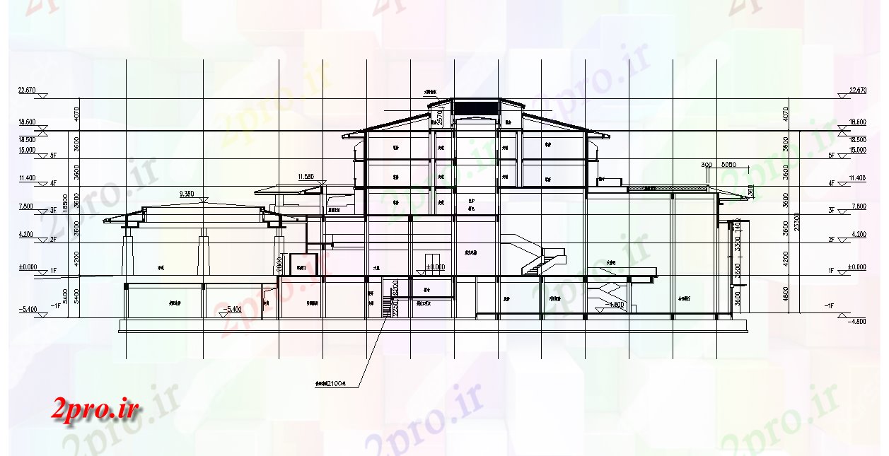 دانلود نقشه هتل - رستوران - اقامتگاه جزئیات بخش از طراحی هتل 21 در 32 متر (کد165810)