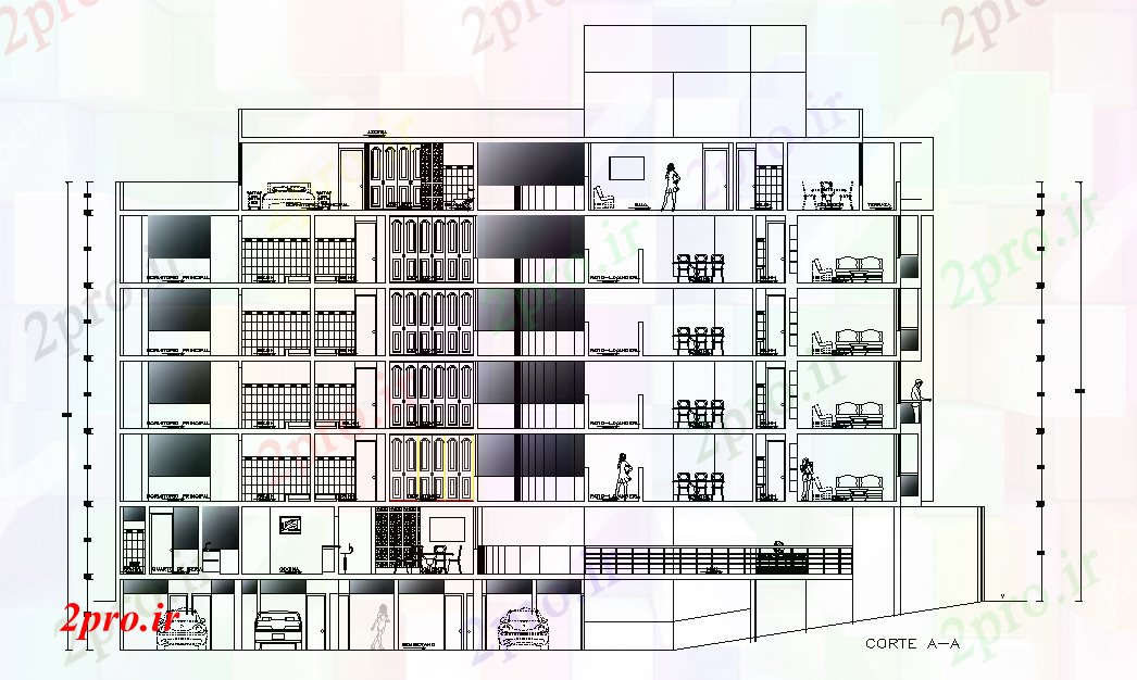 دانلود نقشه مسکونی  ، ویلایی ، آپارتمان  BHK مسکن واحد آپارتمان   ساختمان بخش  (کد165828)