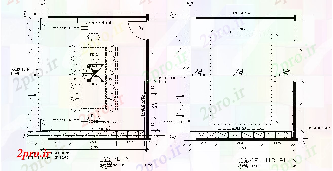 دانلود نقشه هتل - رستوران - اقامتگاه طرحی سقف از جزئیات رستوران 5 در 6 متر (کد165834)