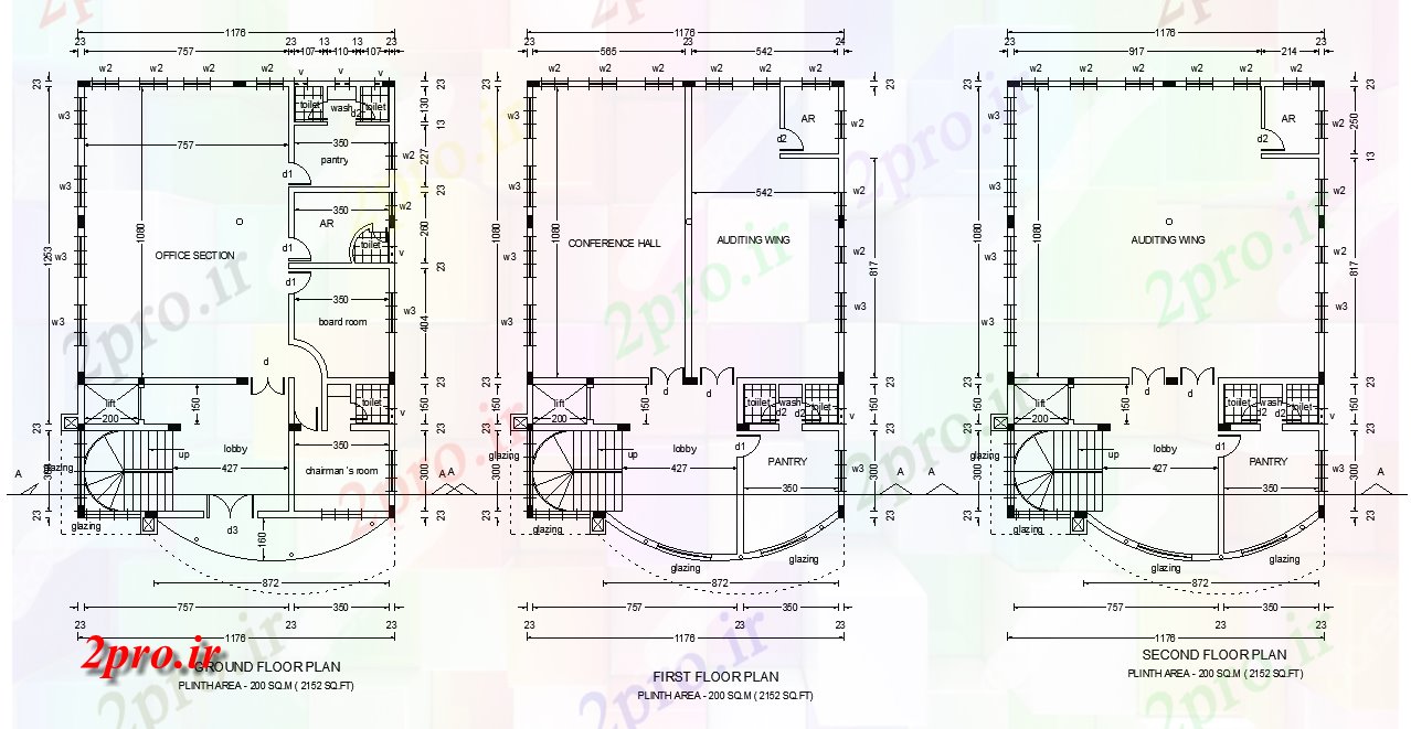 دانلود نقشه ساختمان اداری - تجاری - صنعتی طبقه دفتر طرحی جزئیات 12 در 13 متر (کد165859)