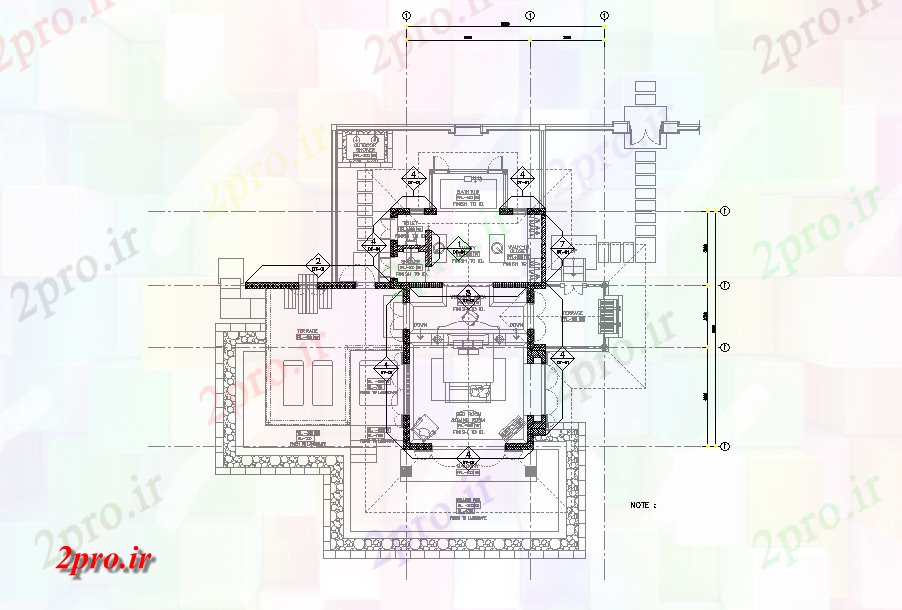 دانلود نقشه اتاق خواب مستر دار اتاق خواب اد داخلی طراحی و طرحی بندی طرحی 13 در 15 متر (کد165864)