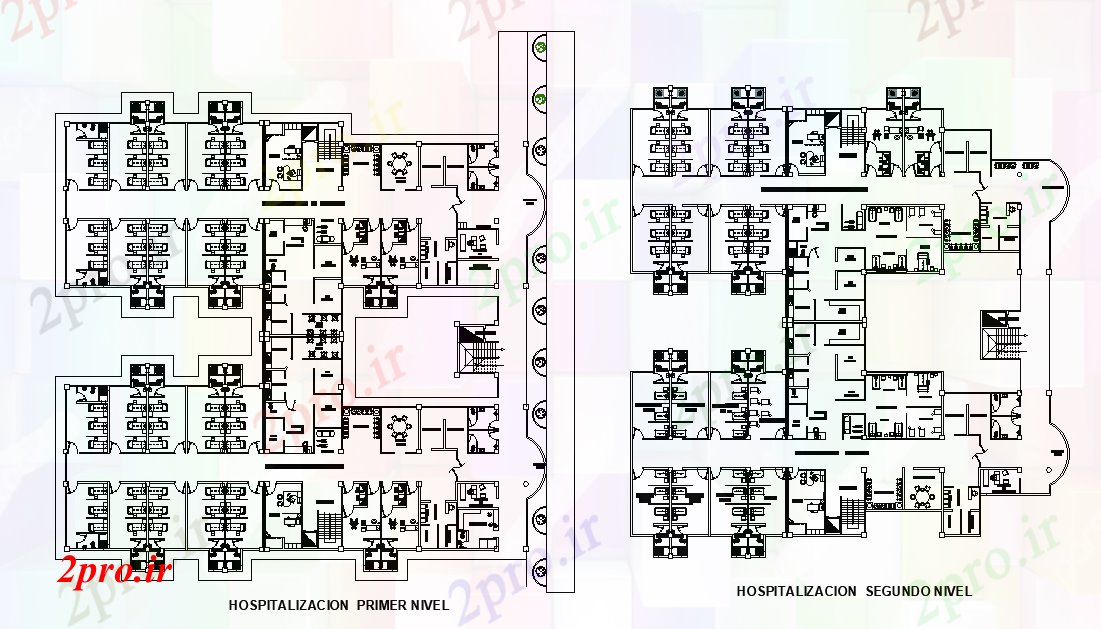 دانلود نقشه بیمارستان - درمانگاه - کلینیک طرحی معماری بیمارستان اتوکد 47 در 50 متر (کد165885)