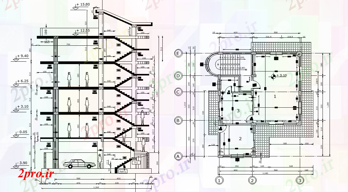 دانلود نقشه ساختمان اداری - تجاری - صنعتی کف از طرحی ساختمان شرکت های بزرگ و کوچک در بخش جزئیات      (کد165909)