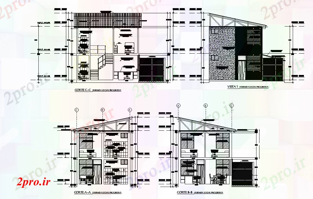 دانلود نقشه دانشگاه ، آموزشکده ، موسسه - x10m بخش طرحی خانه اتوکد 7 در 7 متر (کد165932)