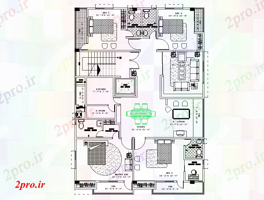 دانلود نقشه مسکونی  ، ویلایی ، آپارتمان  فوت مربع خانه طبقه همکف طرحی با مبلمان نشیمن  (کد165954)